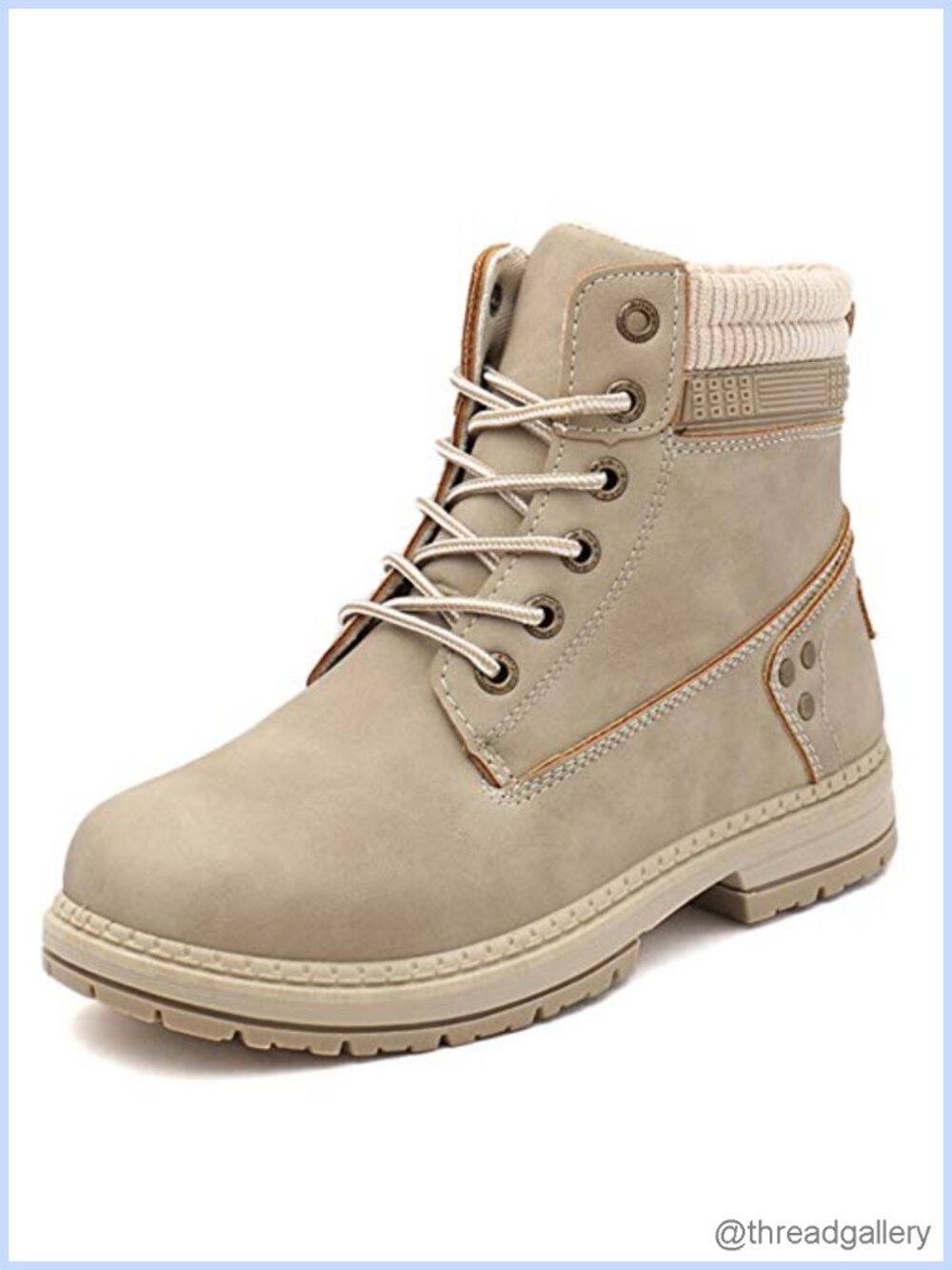 Waterproof Faux Leather Lace-Up Hiking Combat Ankle Boots Work